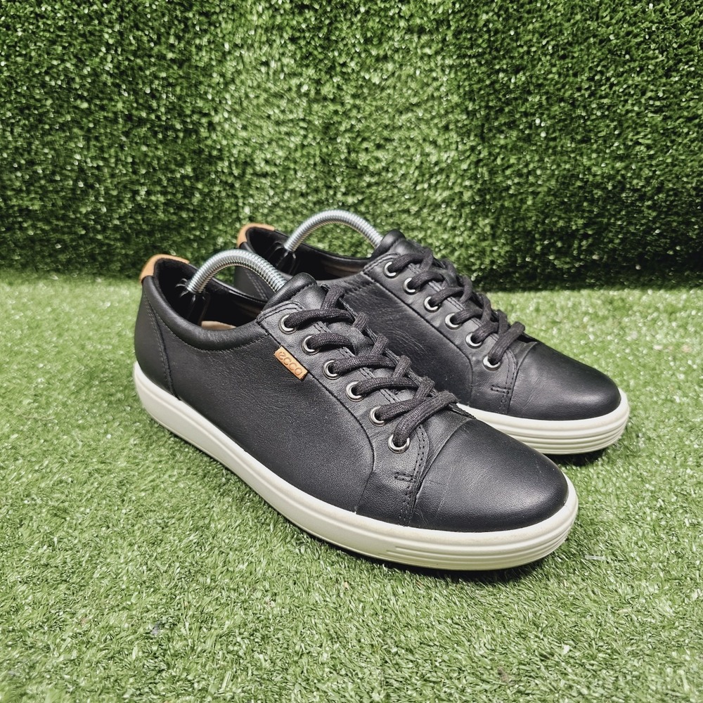 Ecco Womens Soft 7 Black Leather Comfort Casual Sneakers Womens Size 39 US 8
